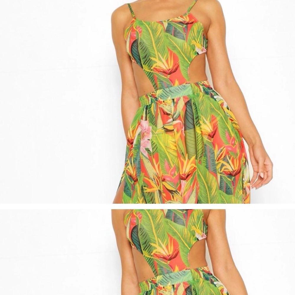Tropical Cutout Maxi Beach Coverup